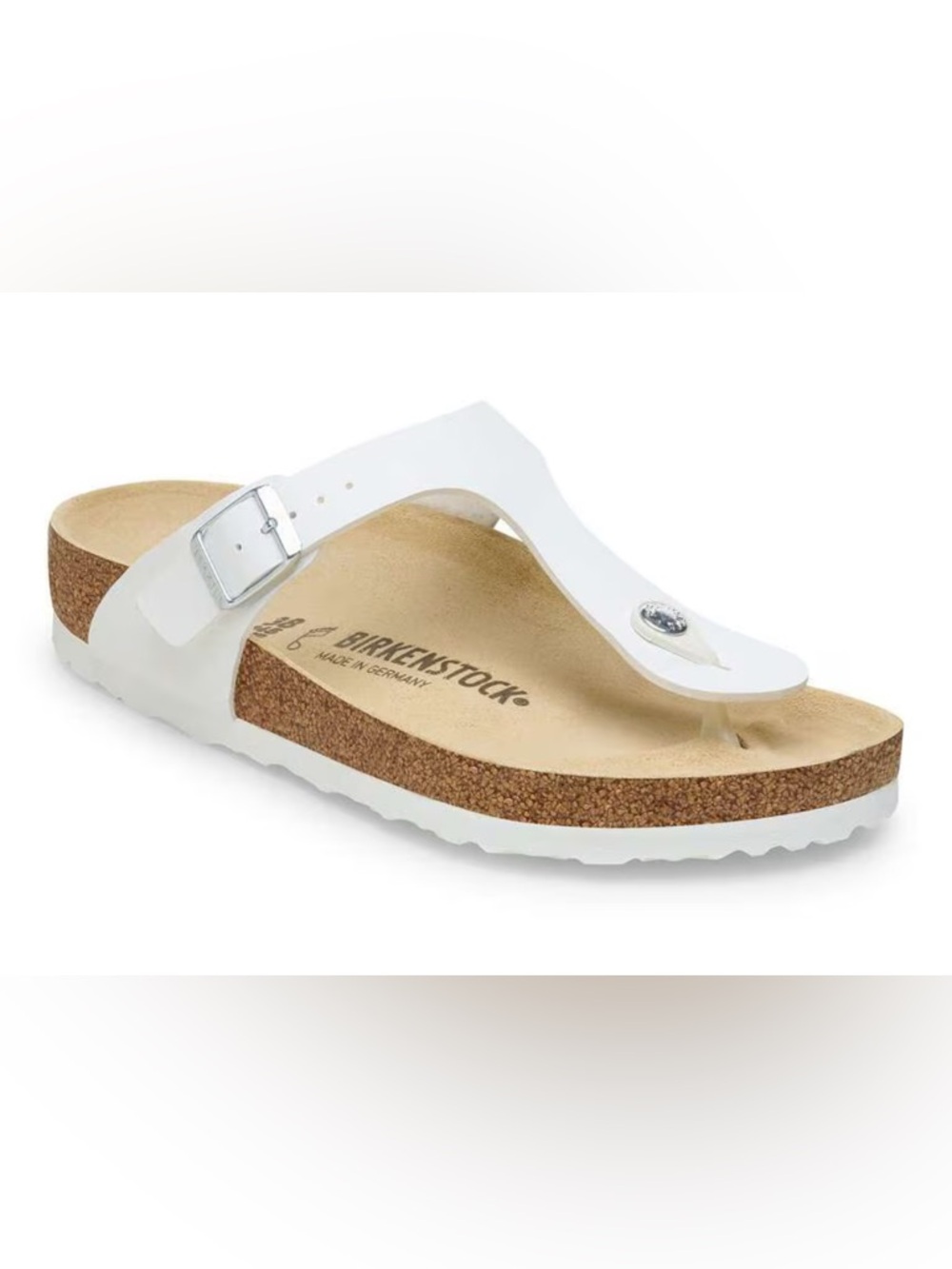 Birkenstock White Leather Gizeh Sandals